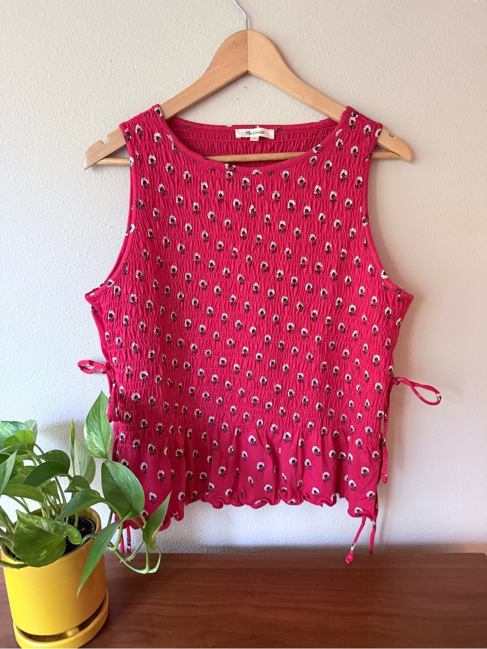Madewell Smocked Tank with Side Ties